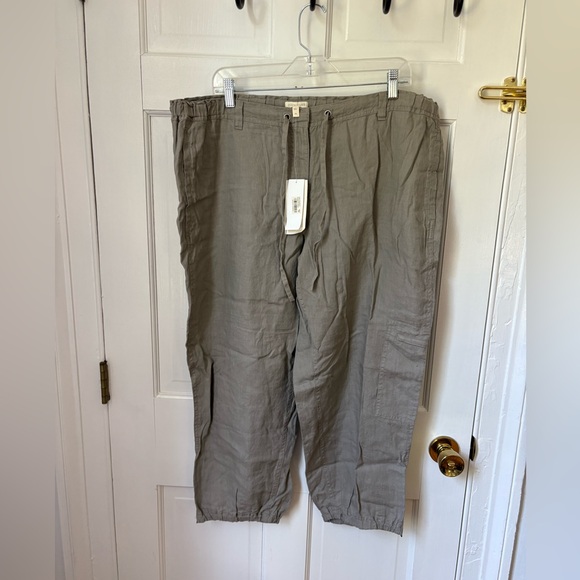 NWT Eileen Fisher 100% Linen Stone Cargo Pant, Women’s Size Extra Large (XL) - Picture 1 of 8